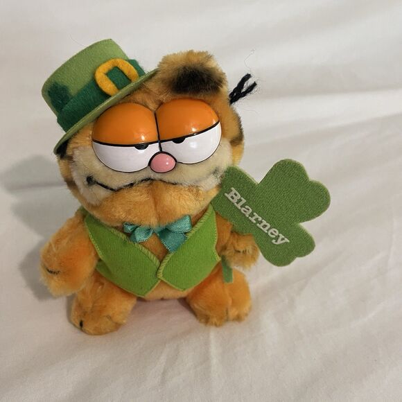 Vintage 80s Garfield St. Patrick's Irish "Blarney" Plush Soft Toy - Picture 1 of 10